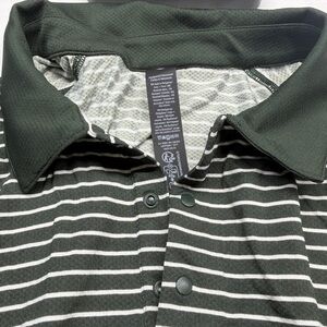 lululemon athletica Dark Green Striped Button Down Shirt